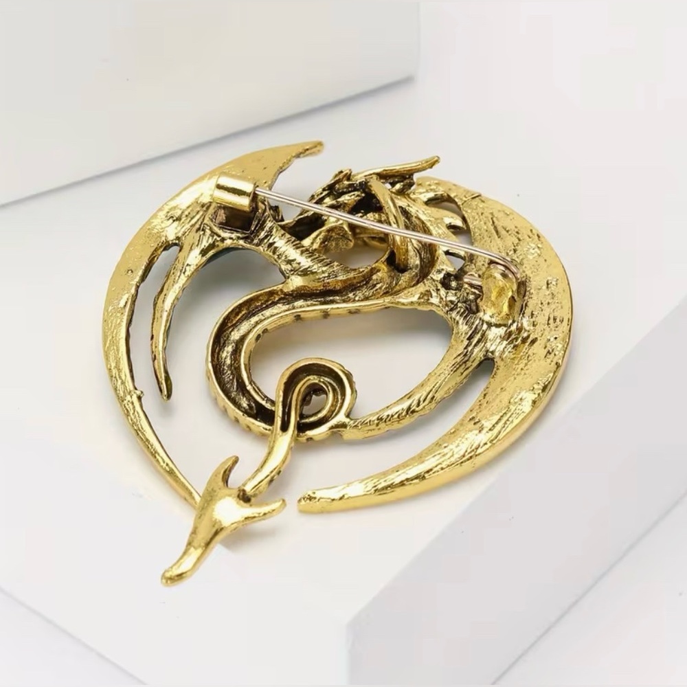 Dragon Fantasy Brooch Modern New Gradient Blue & Silver Tone - Picture 3 of 4
